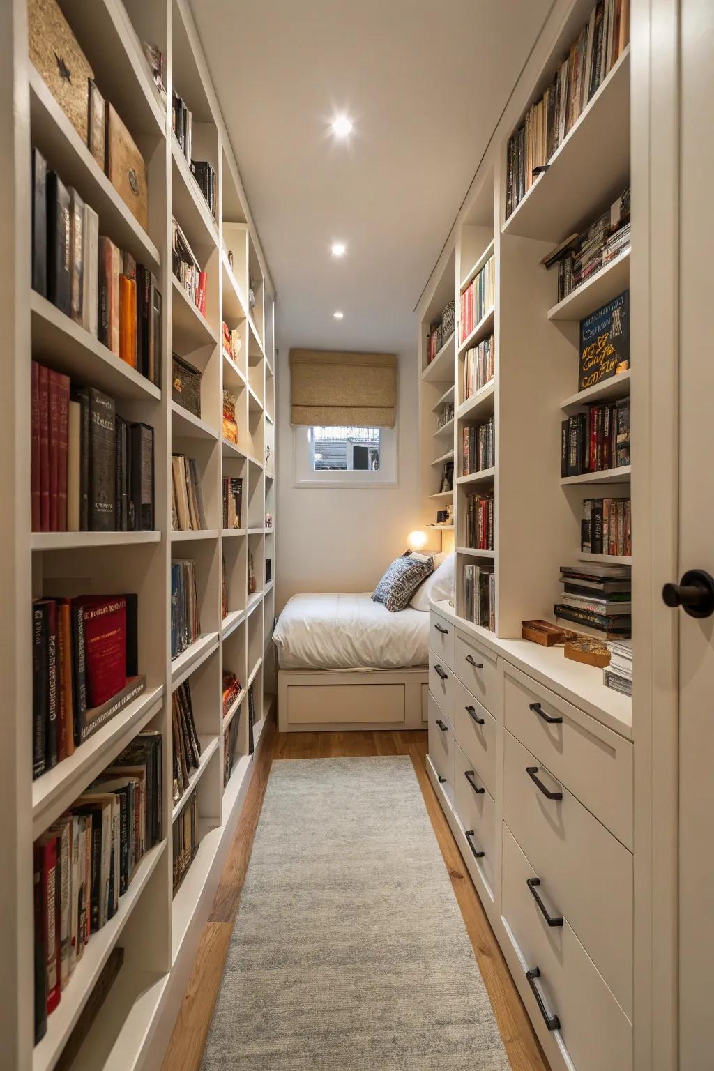 Take advantage of tall furniture to maximize vertical space.