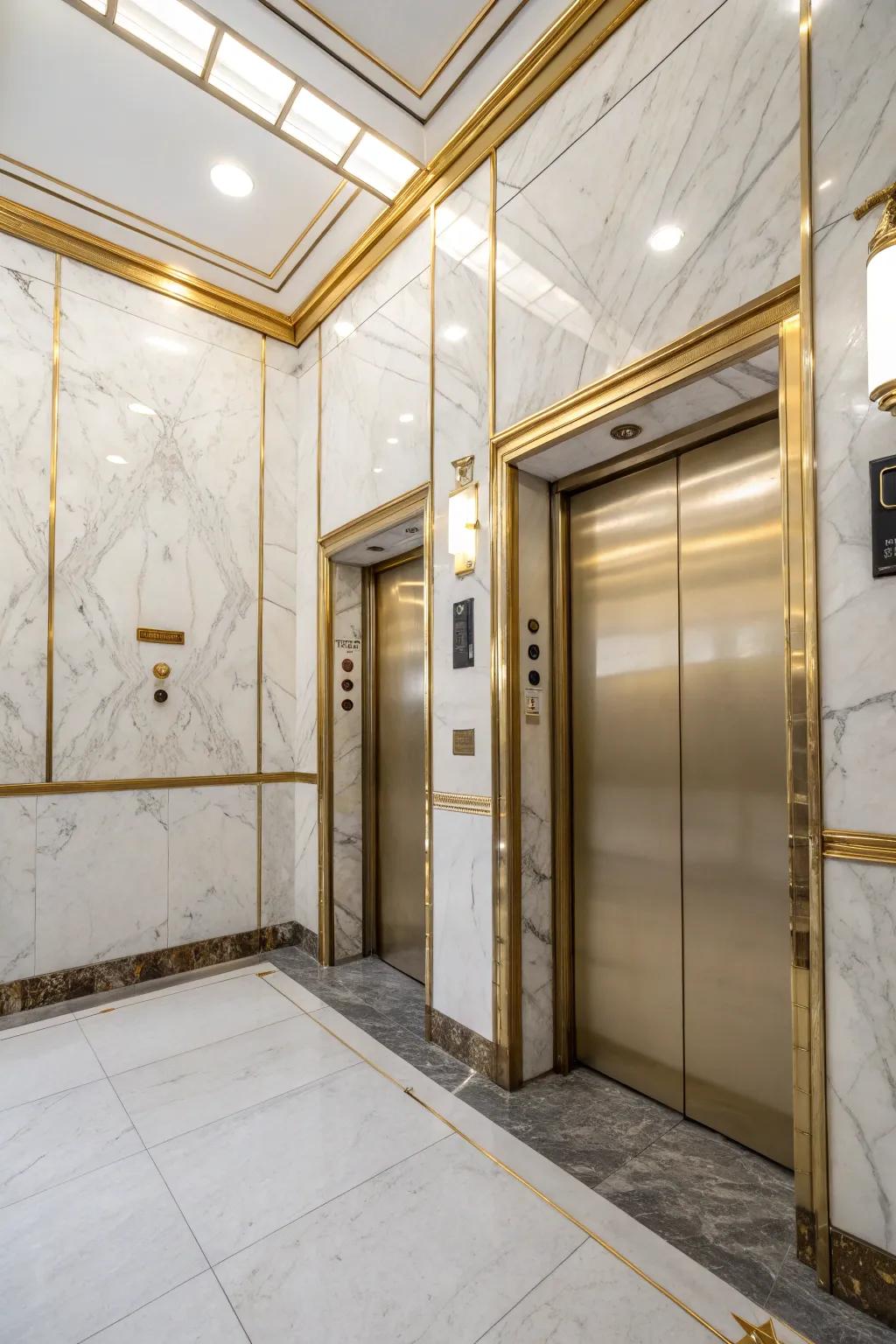 An elegant elevator showcasing the classic charm of stone finish.