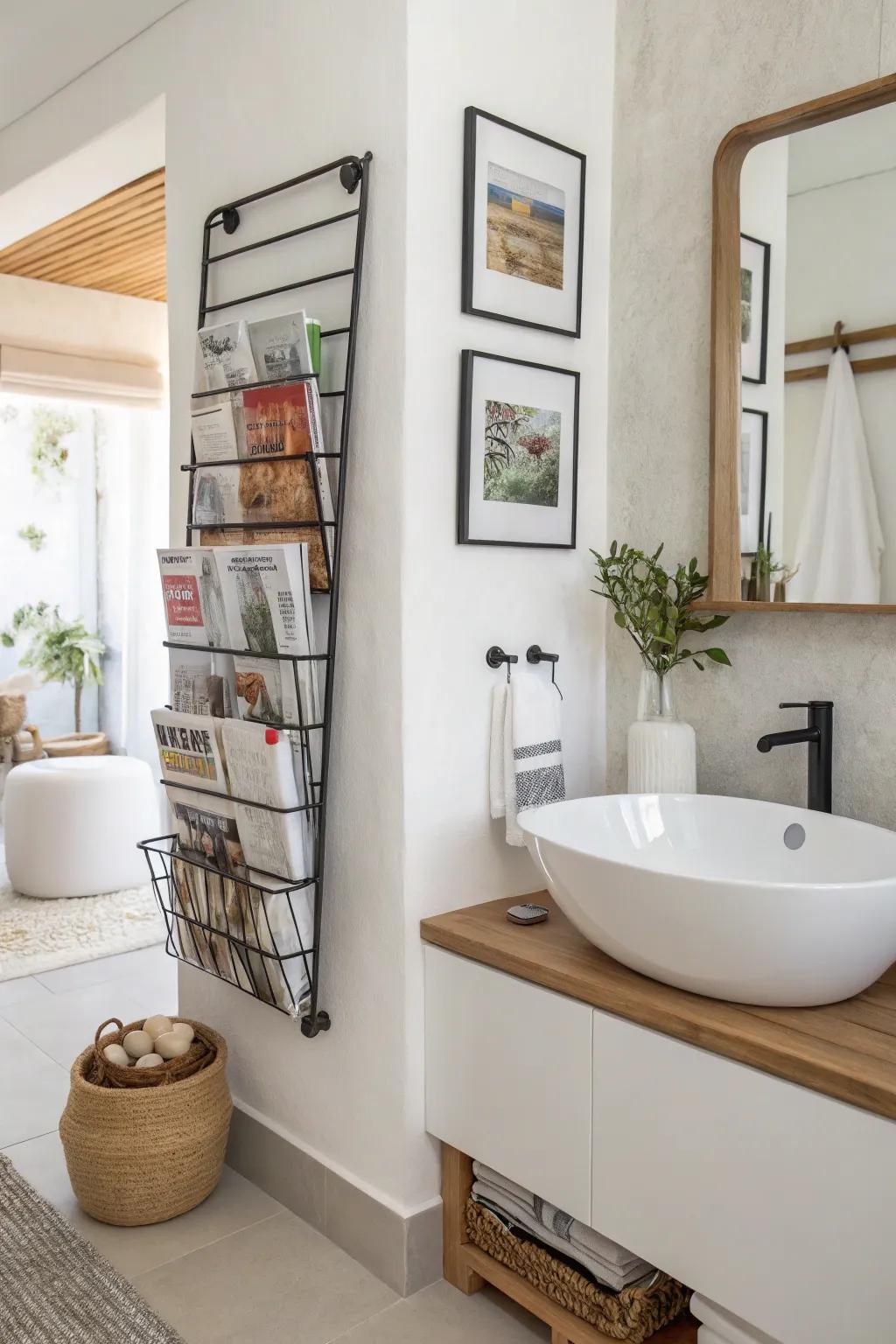 A wall-mounted design for a sleek and orderly bathroom.