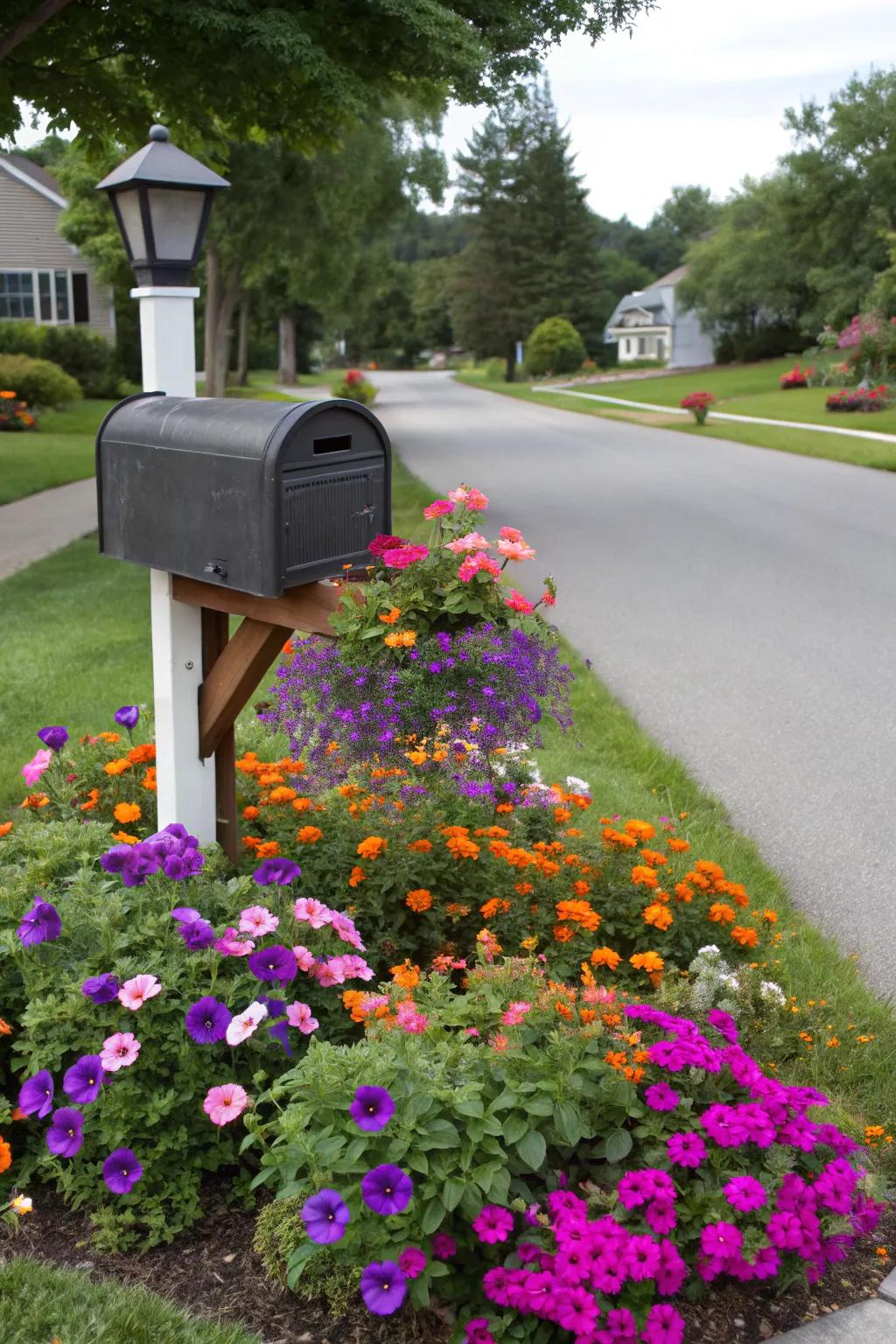 Bright flower beds can turn your mailbox into a captivating focal point.