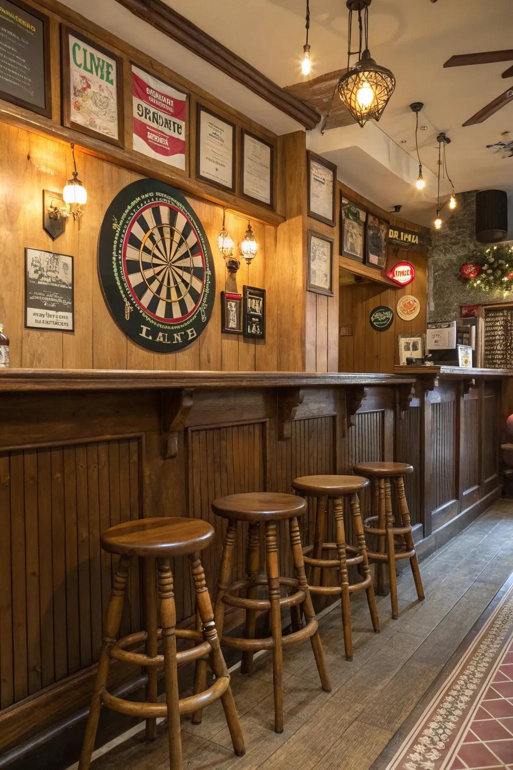 Infuse your man cave with the allure of a traditional pub.
