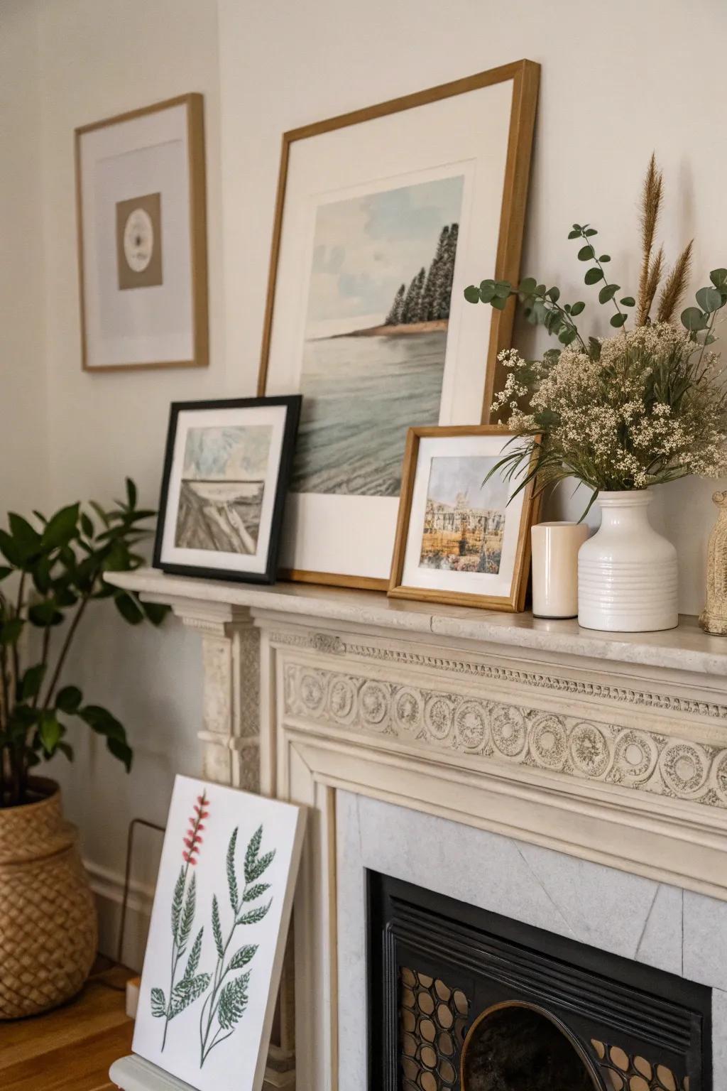 Create an artful display with your mantel.