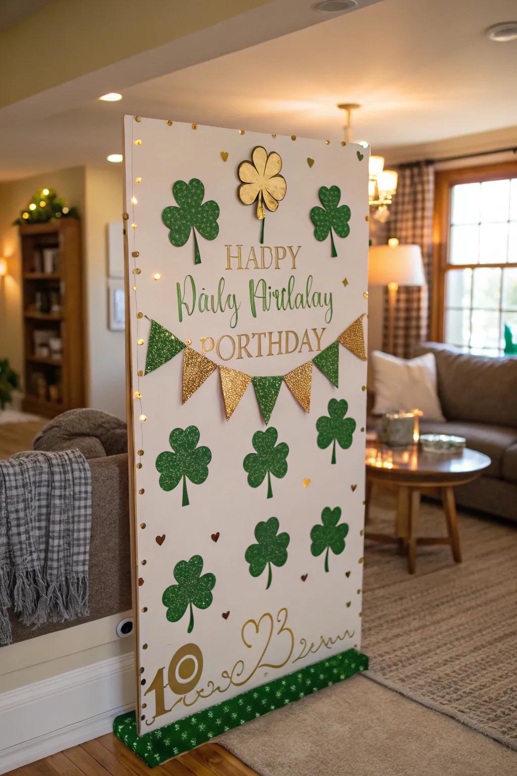 A St. Patrick's Day inspired birthday board, designed to infuse Irish charm into your decorations.