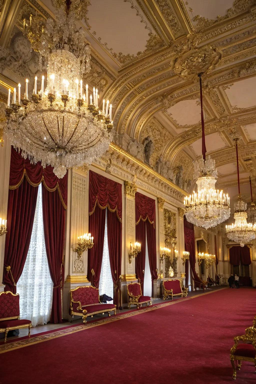 A splendidly adorned ballroom, perfect for a masquerade quinceañera.