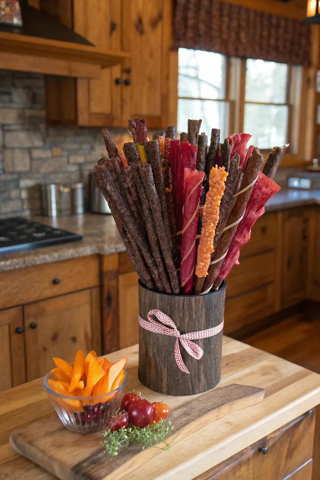 A tasty meat bouquet, great for people who enjoy meat.
