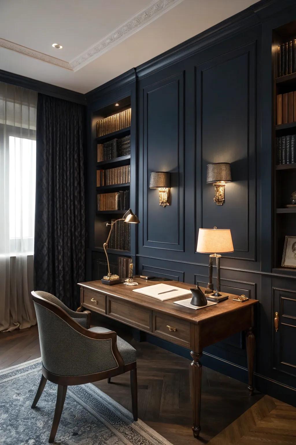 A bold color scheme enriches your office with depth and sophistication.