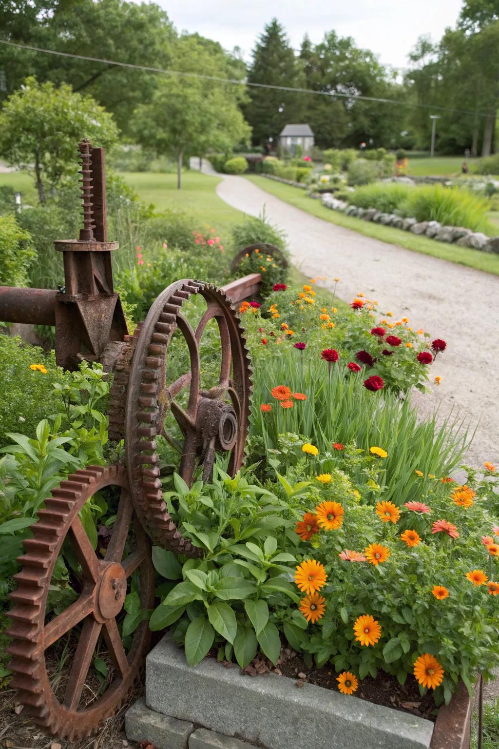 Aged metal brings timeless vintage charm to your garden.