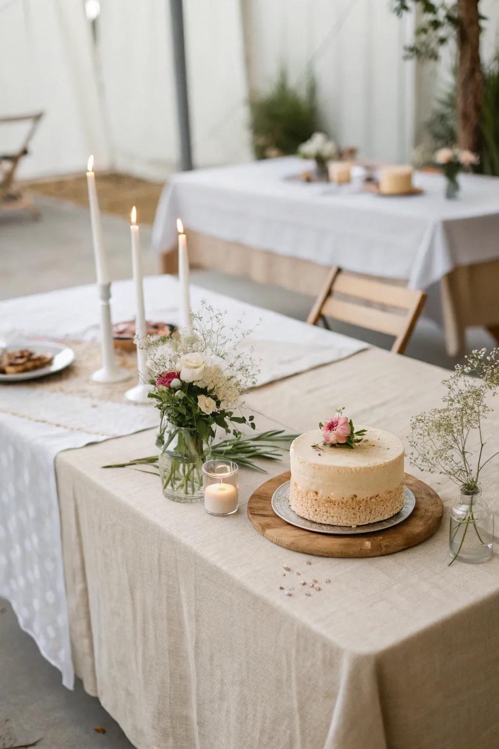 Neutral hues establish a serene ambiance ideal for a minimalist birthday celebration.