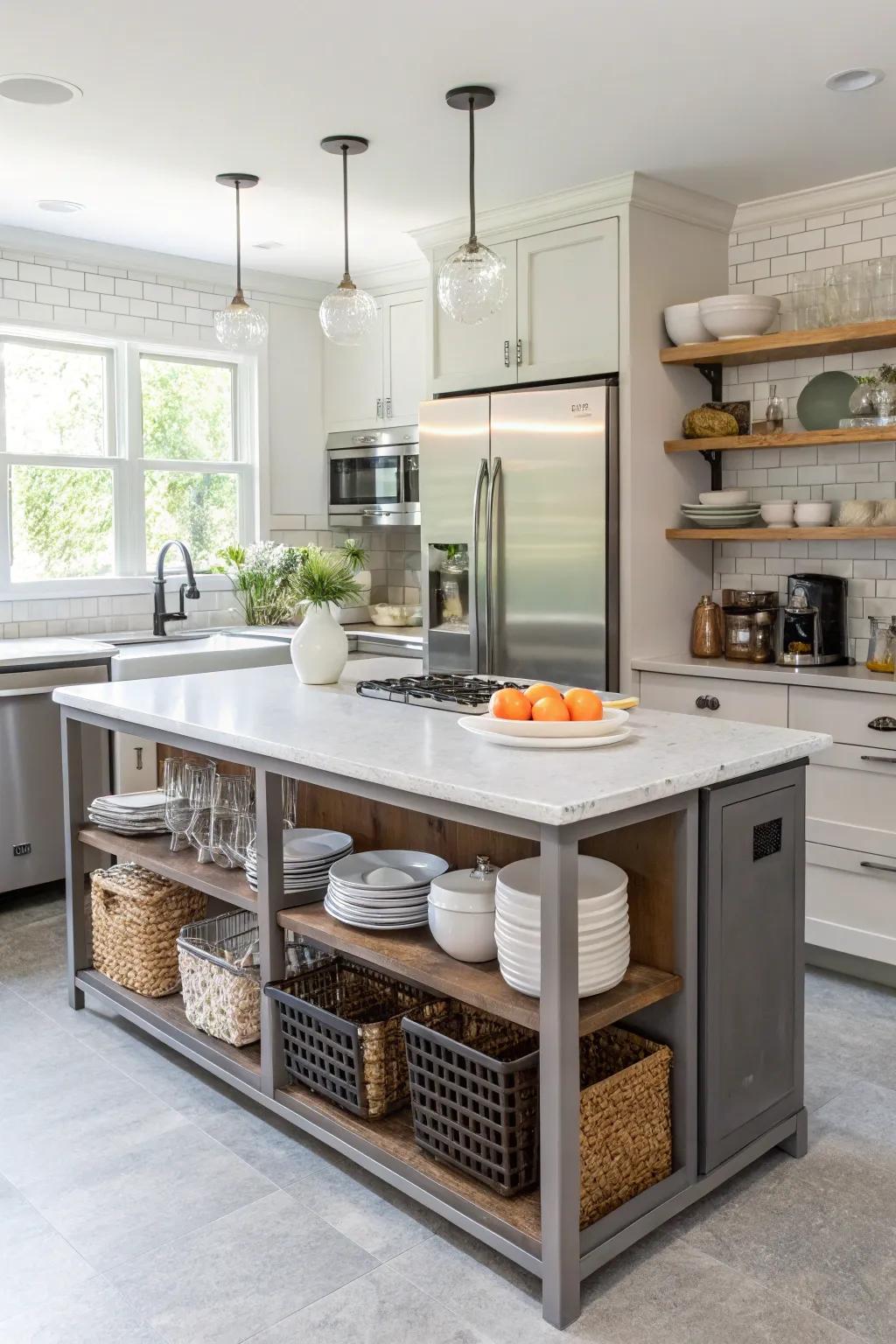 An adaptable all-purpose island that caters to every requirement in your kitchen.