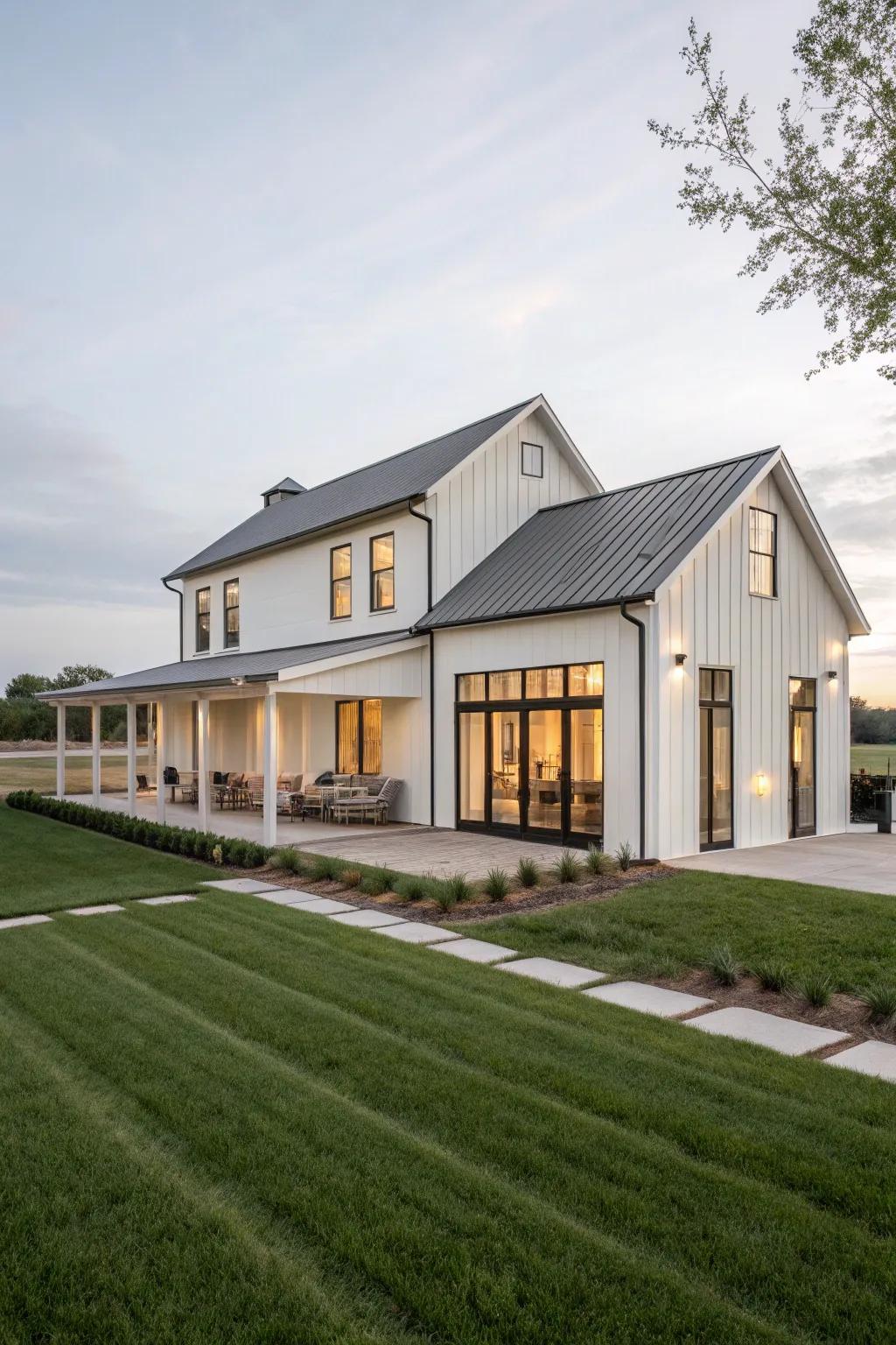 Structural simplicity: A modern farmhouse that exudes sophistication through streamlined designs.