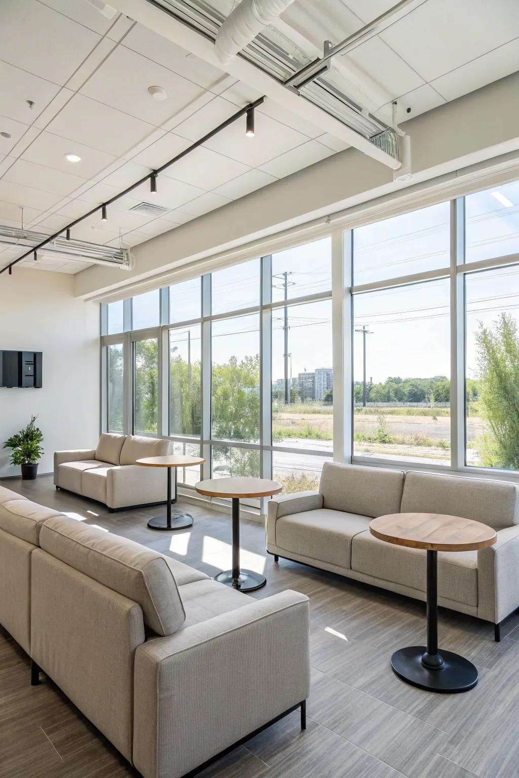 Modular furniture in a flexible room adapts effortlessly to multiple functions.