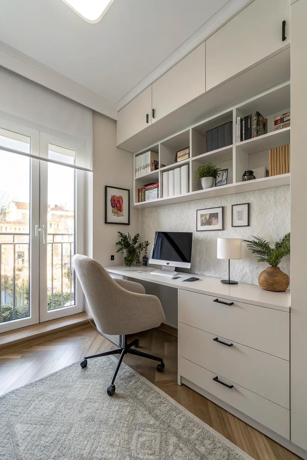 Minimalist furniture enhancing a modern home office.
