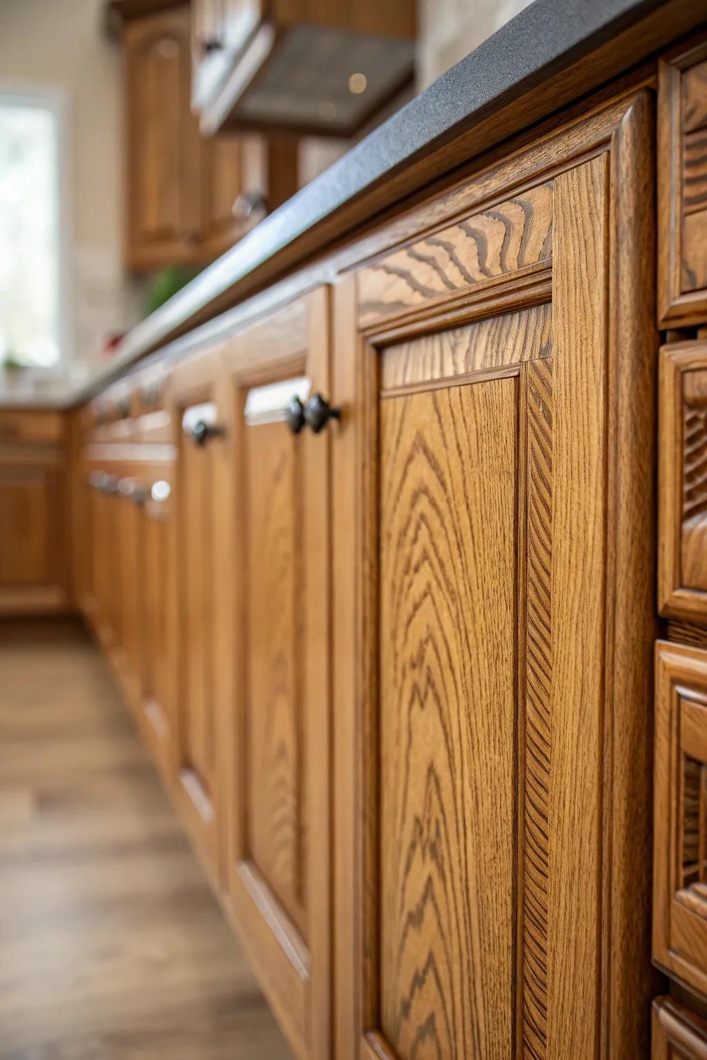 Oak cabinets' inherent texture enriches any kitchen with character and warmth.