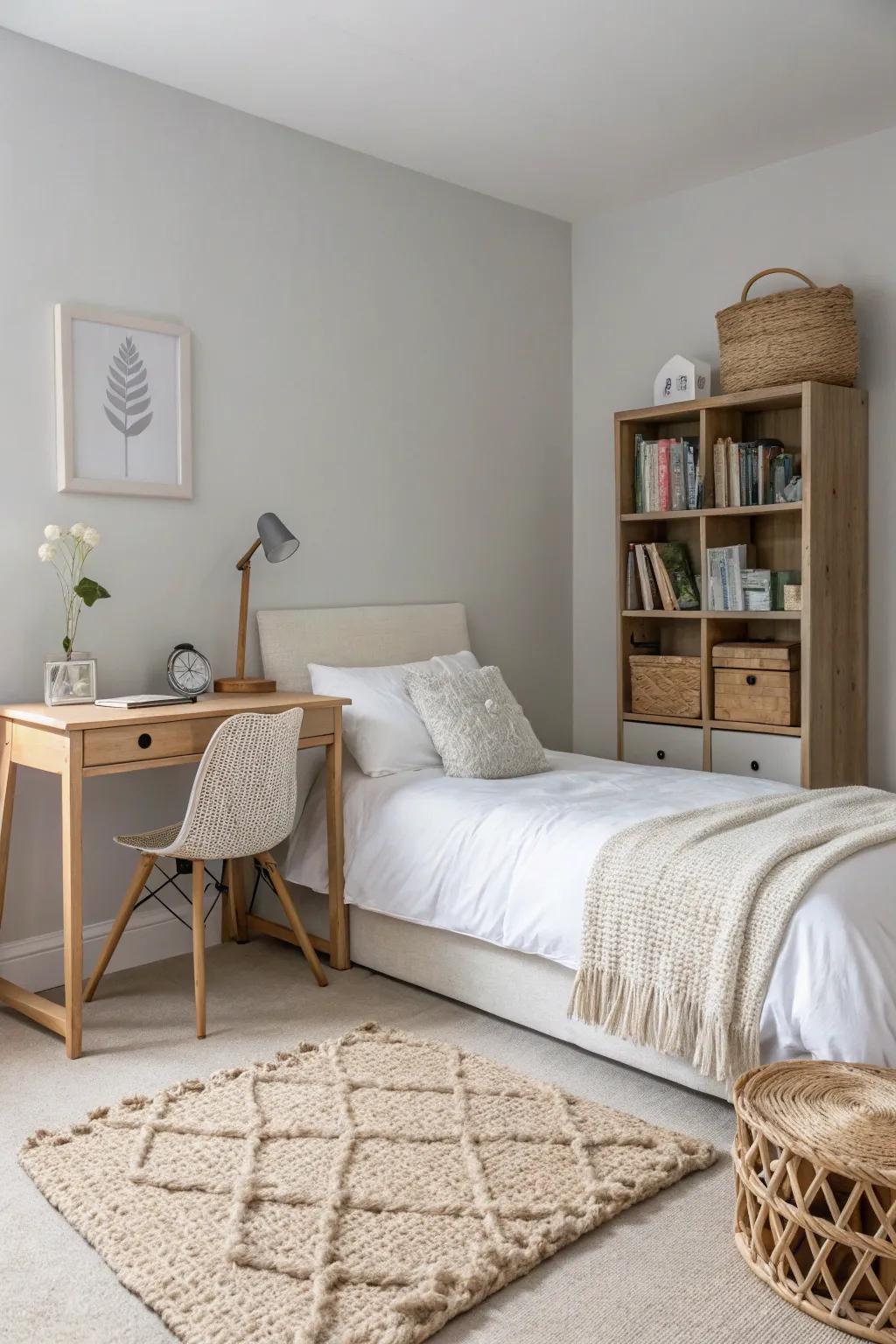 A simple bedroom with a touch of texture for added appeal.