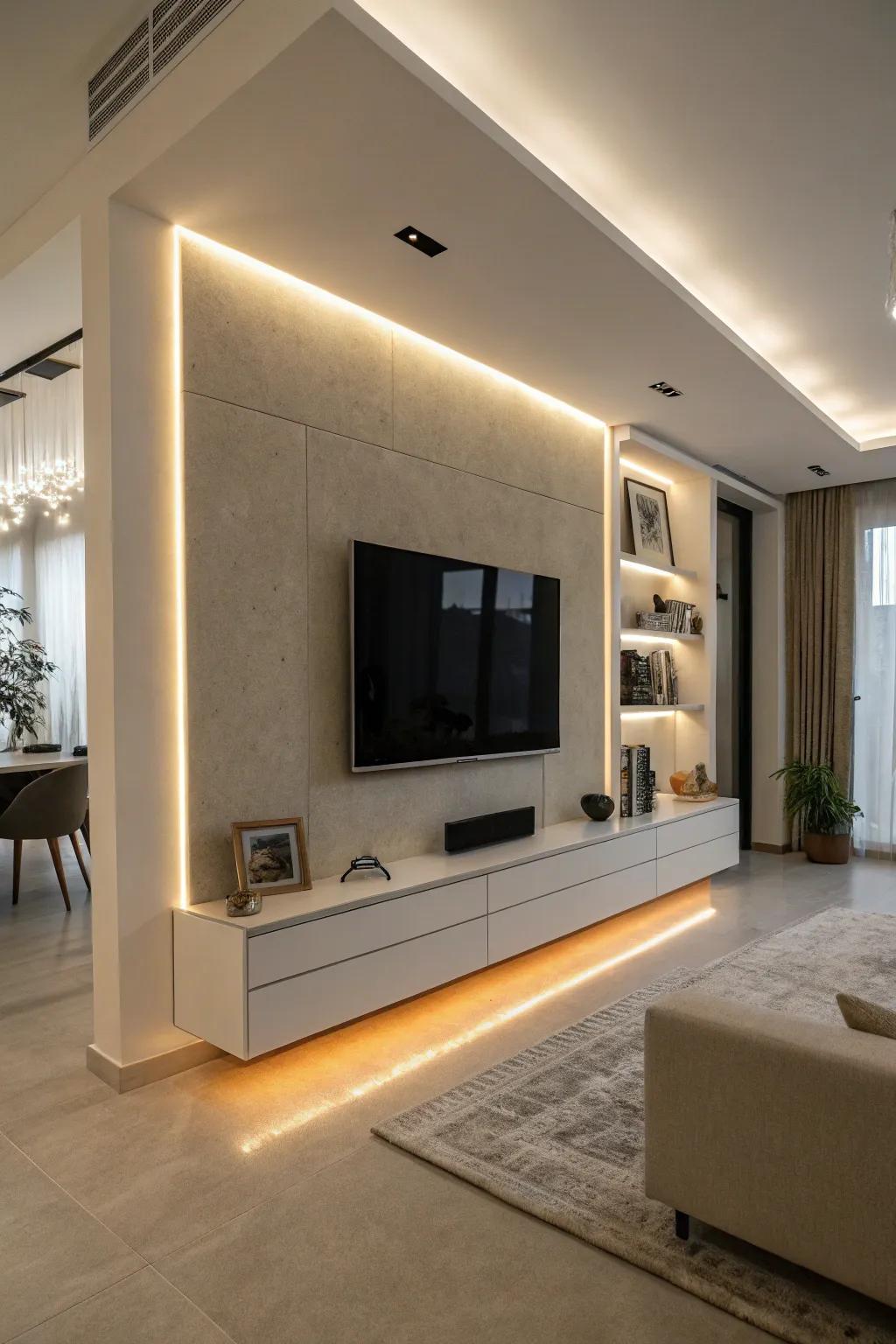 Integrated lighting elevates the atmosphere of your living space.