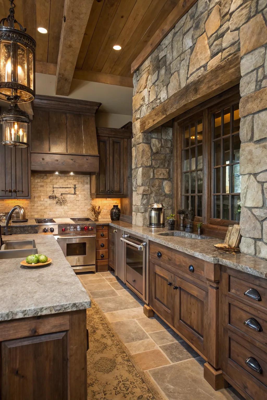 Combining different materials enhances the kitchen’s depth and personality.