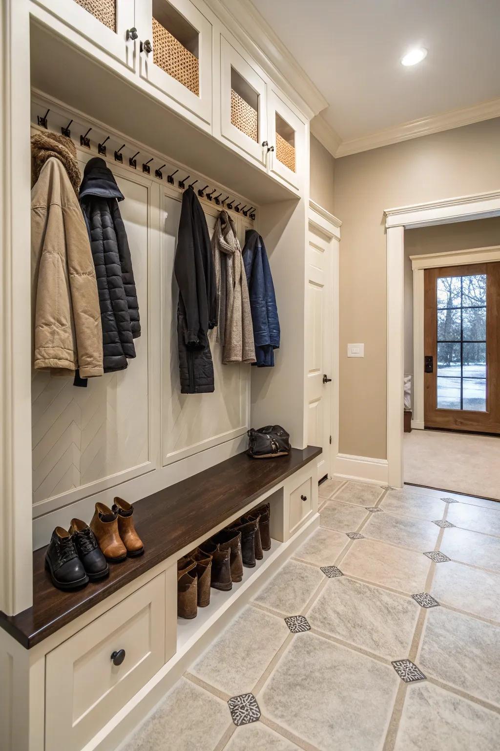 Ceramic tiles combine strength and style, making them great for active mudrooms.