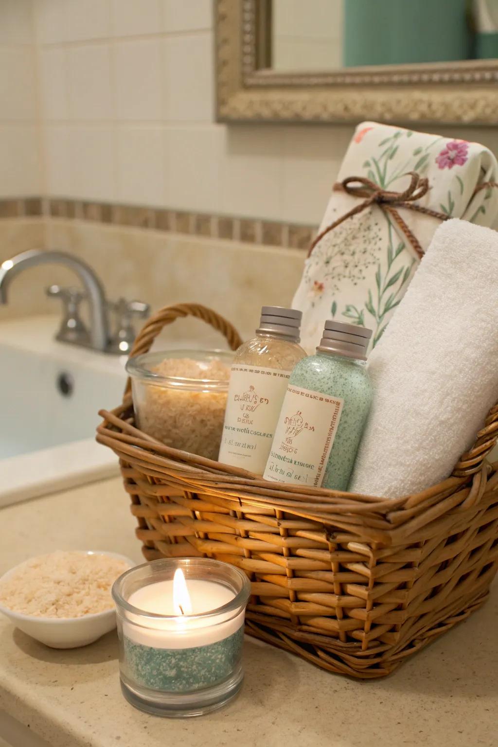 A calming self-care basket ideal for new parents.