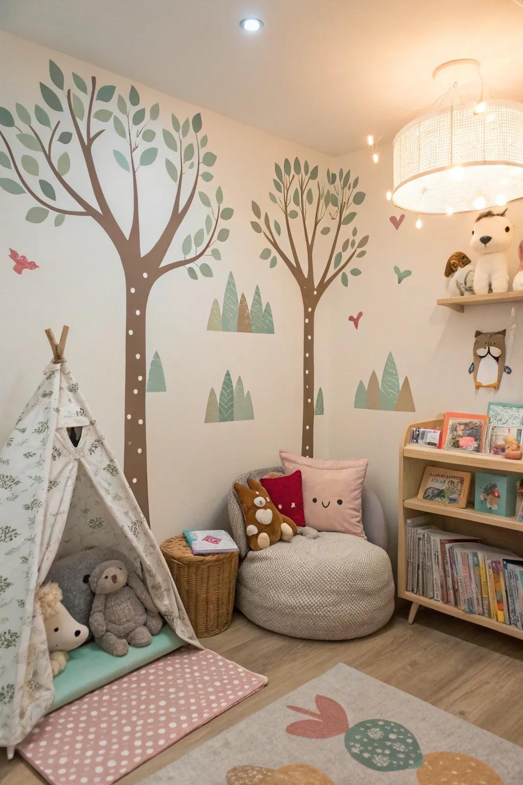 A captivating fairy tale forest-inspired nursery with woodland allure.