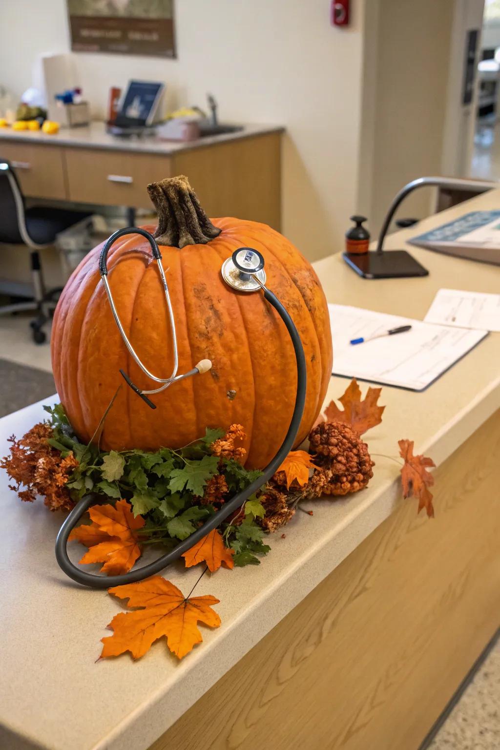With the addition of a caregiver's tool, fall d&eacute;cor takes on a health-related theme.