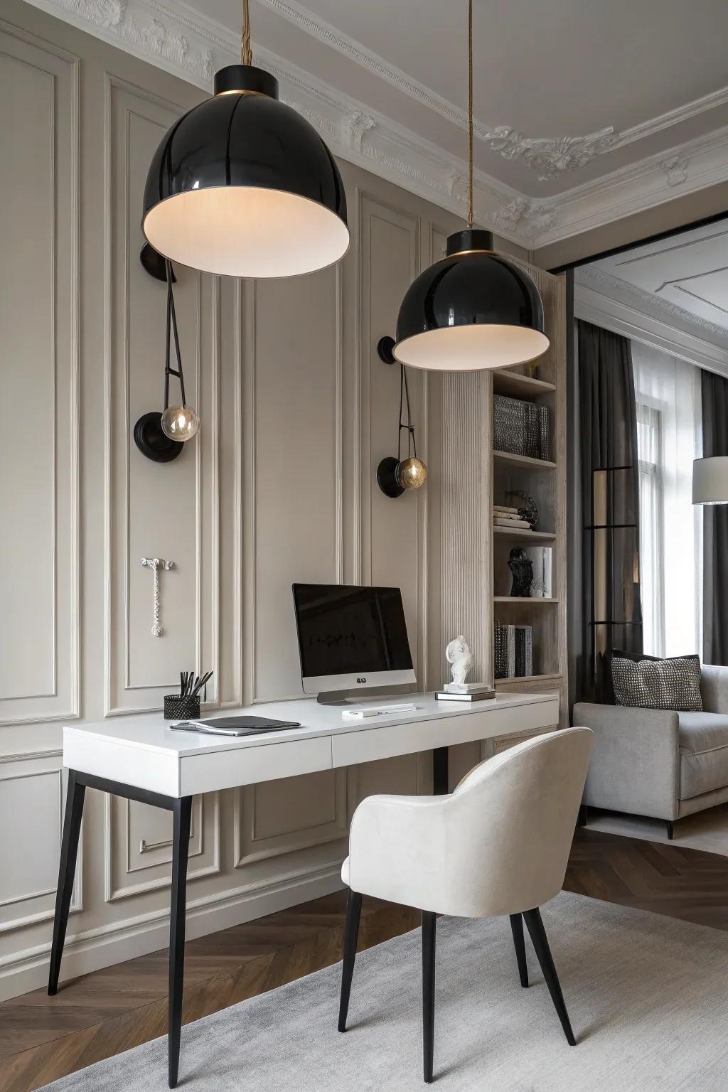 Get a modern, minimalist feel with clean pendant lights.