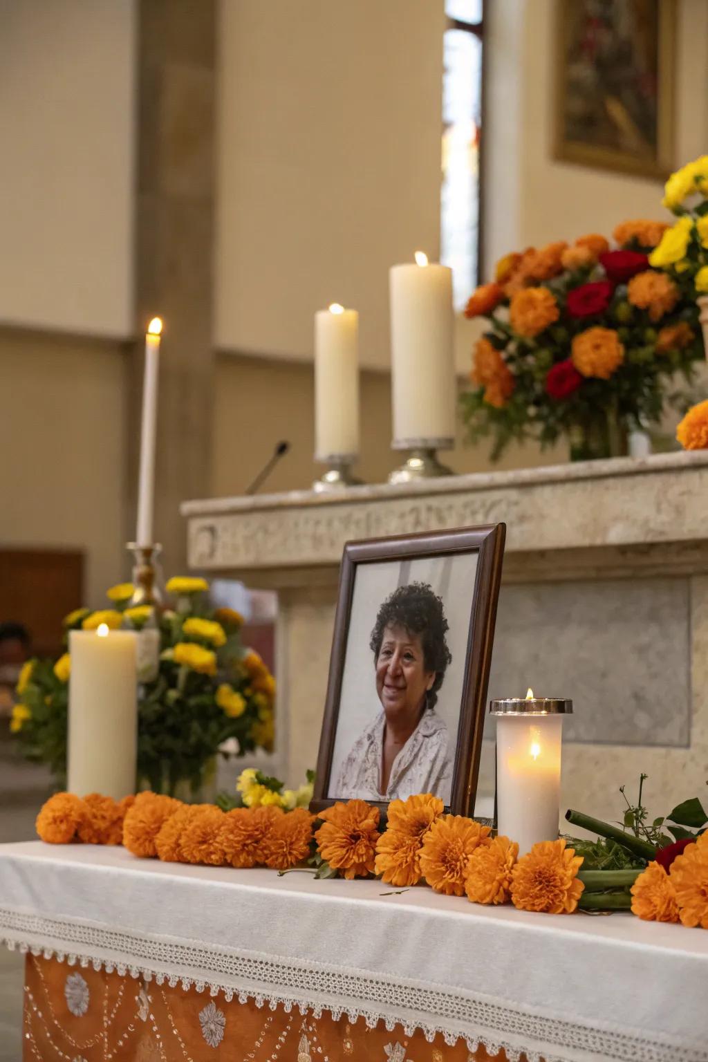 Personalize your ofrenda using cherished photos as the centerpiece.