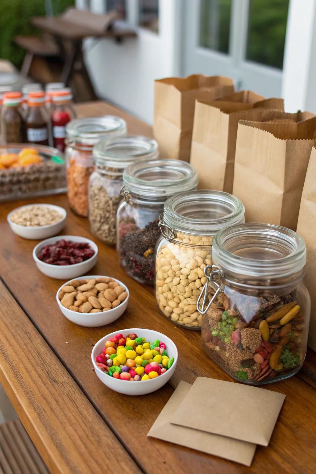 A design-your-own adventure snack station showcasing an array of treats for personalization.