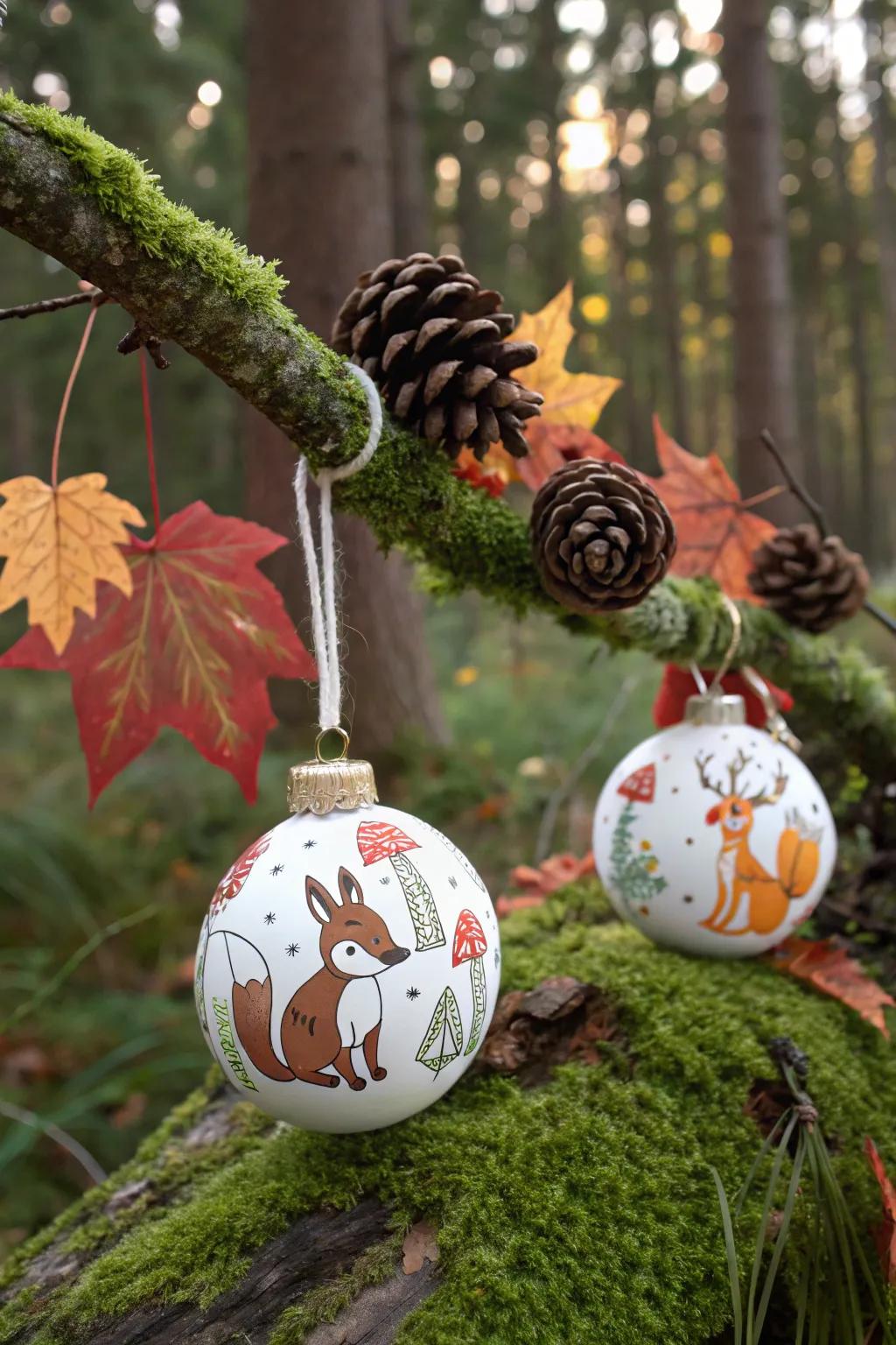 Rustic woodland animal ornaments bring nature's beauty indoors.