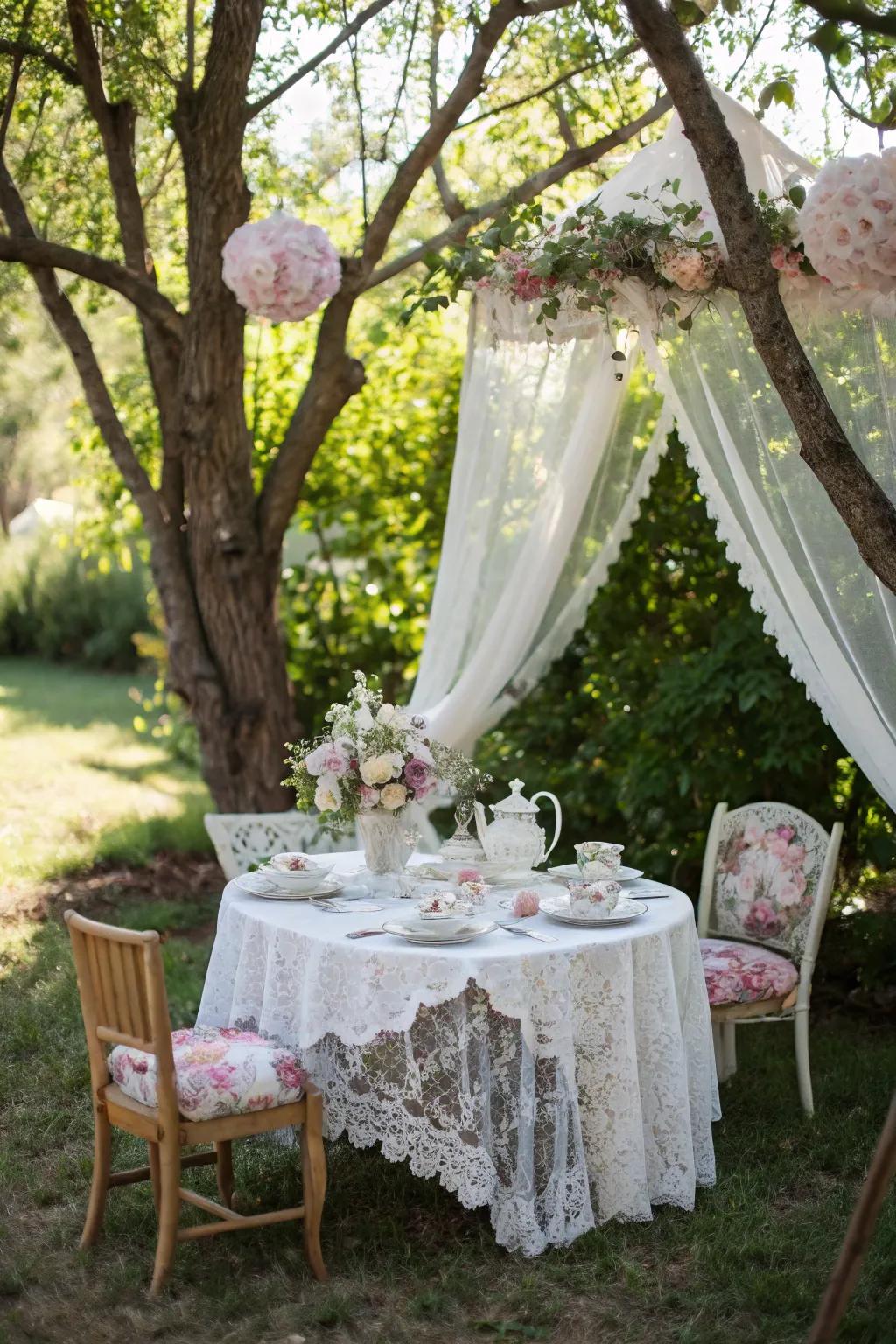 A vintage-inspired tea gathering in the garden, exuding grace and charm.