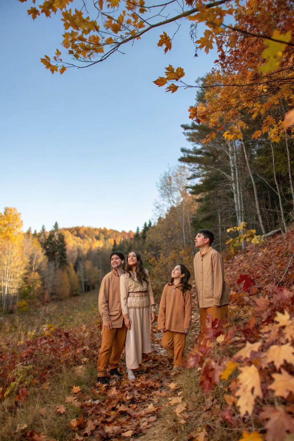 Earthy colors naturally harmonize with the autumnal landscape.