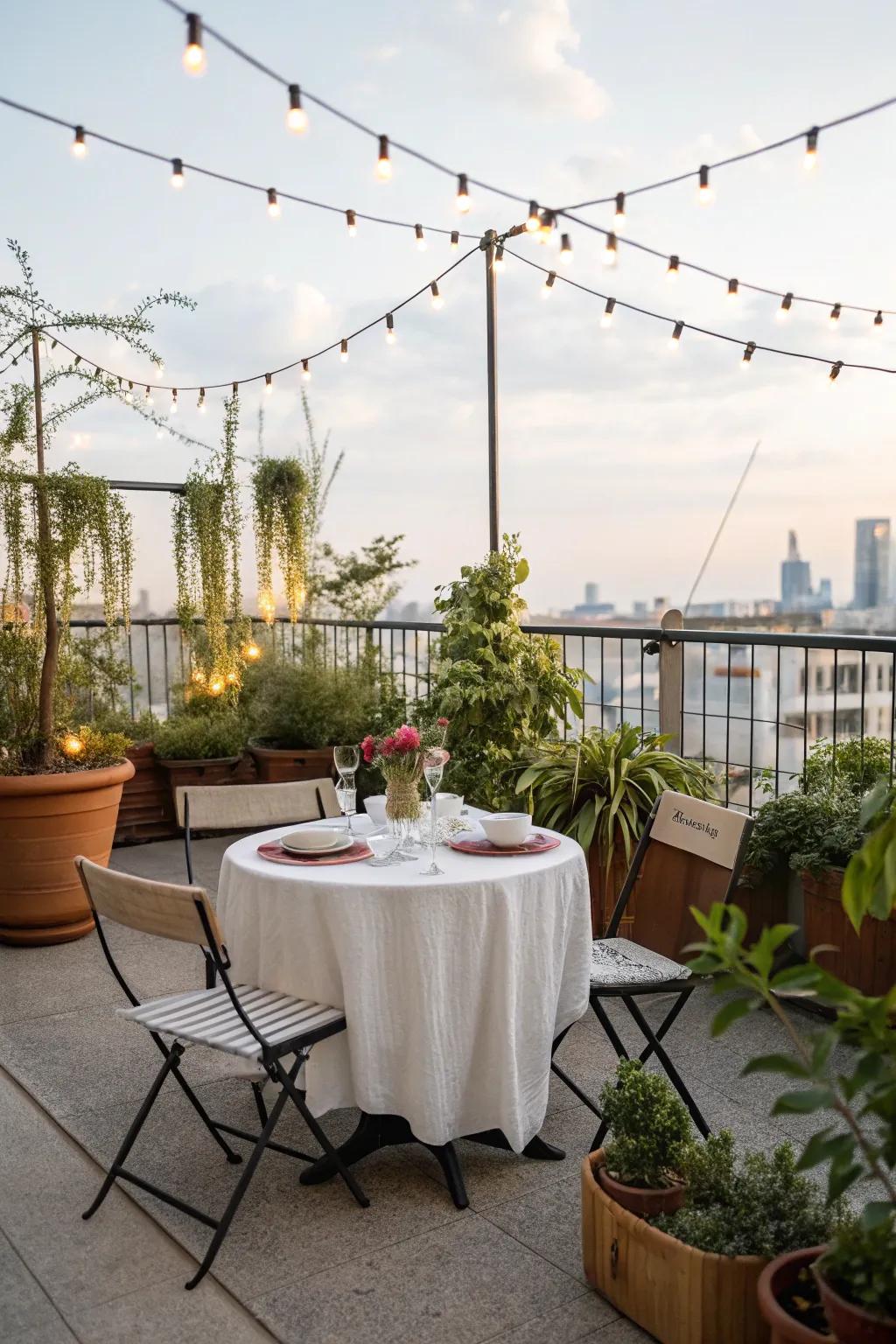 An attractive caf&eacute; dining set is perfect for private outdoor moments.