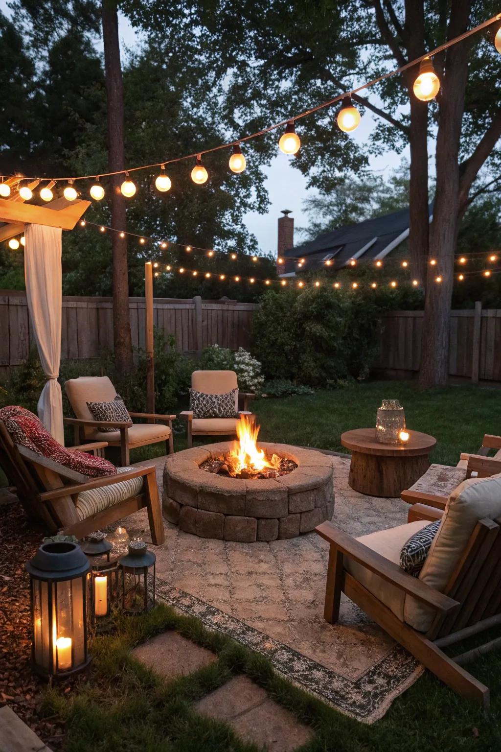A fire pit offers the ideal meeting place for friends and family.