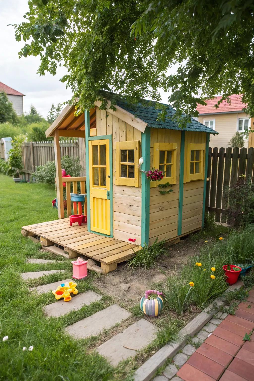 Lovely playhouse crafted from reclaimed materials.