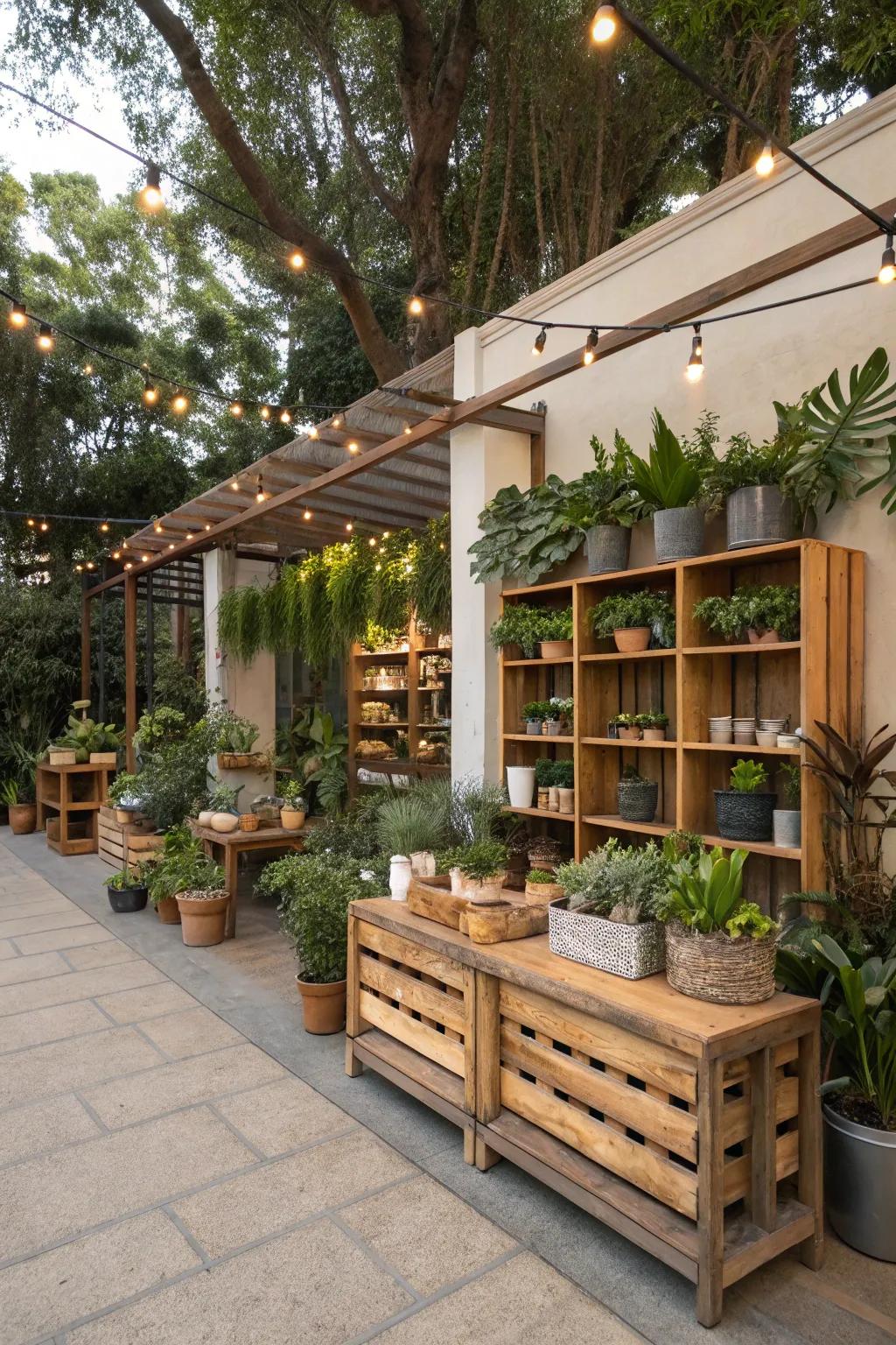 Leveraging organic elements like wood and greenery to foster a calming store environment.