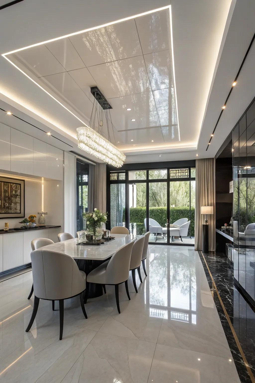 Luxurious High-Gloss Ceiling Design