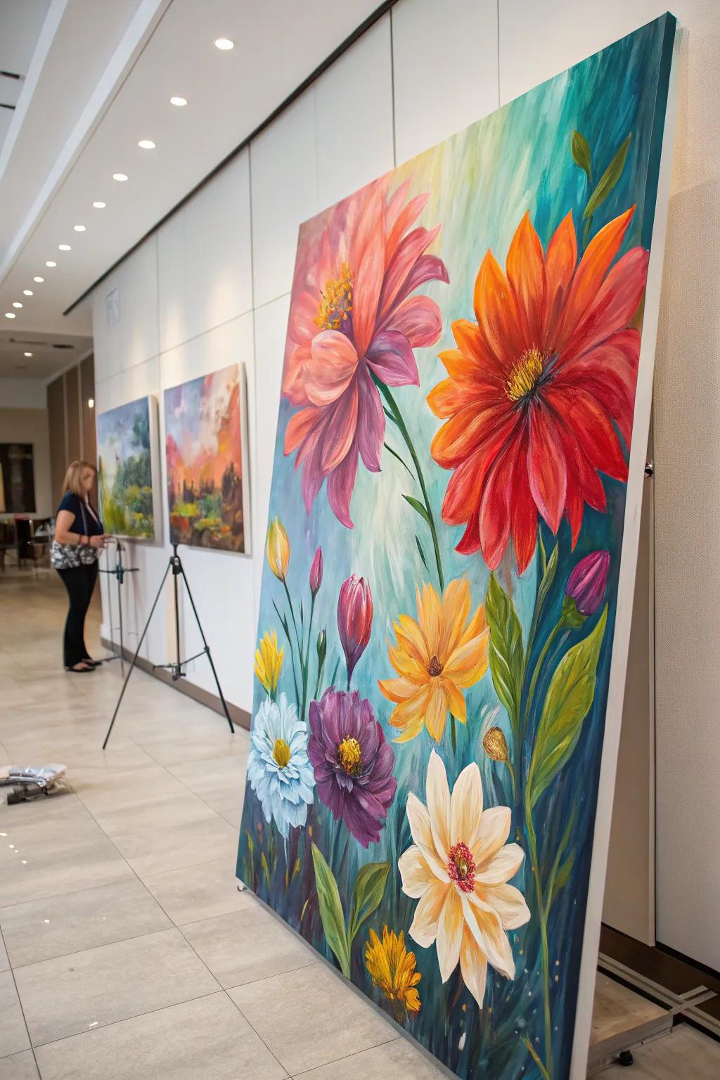 Abstract blooms bring a pop of color to any space.