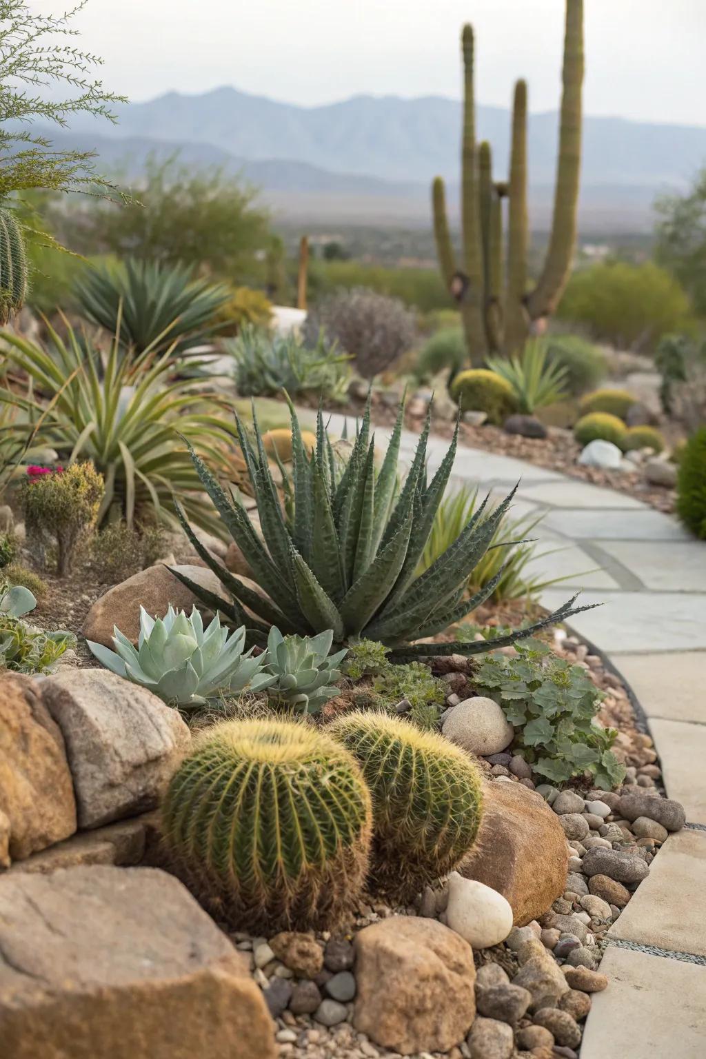 The combination of succulents and cacti offers an aesthetic that&rsquo;s both beautiful and easy to maintain.