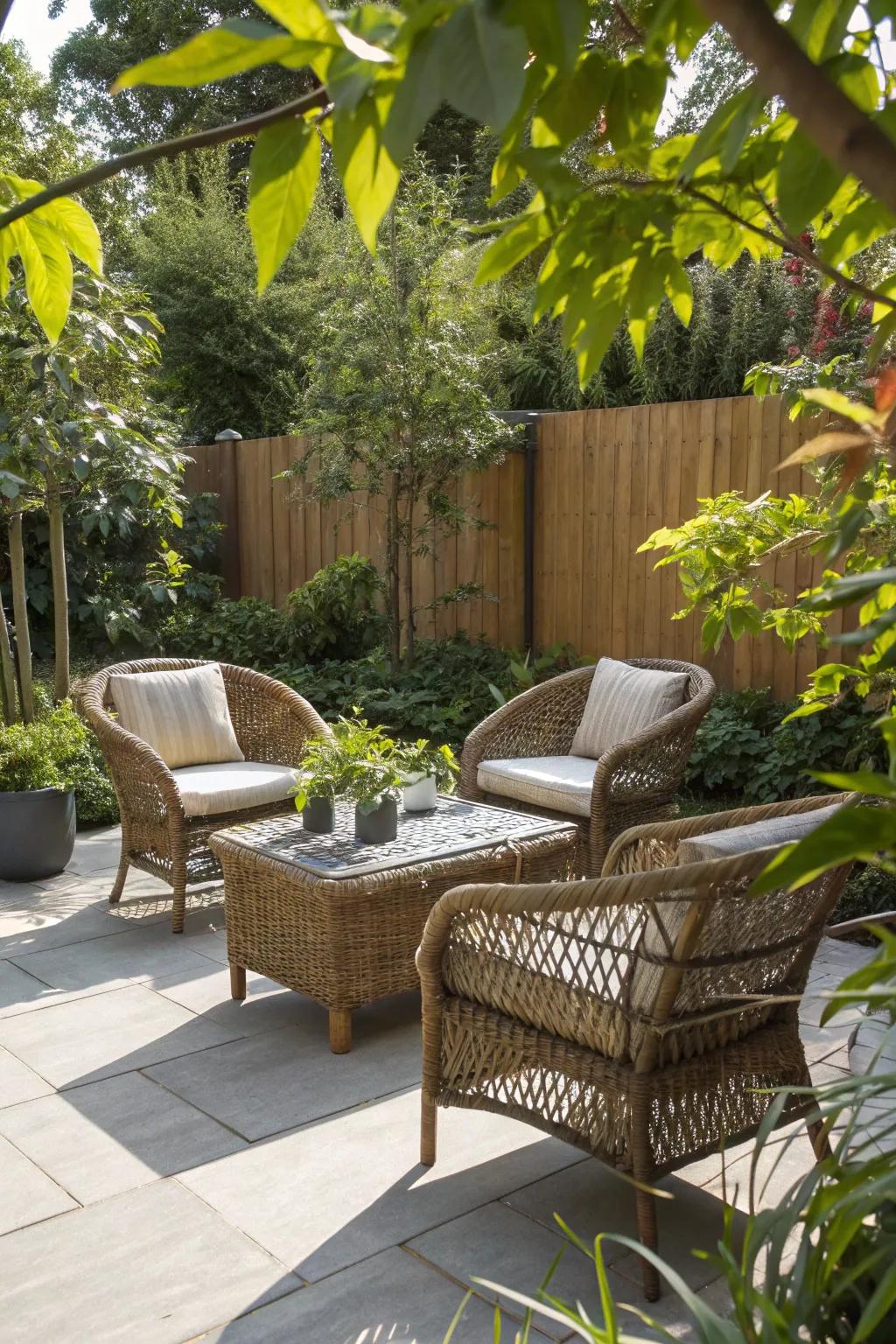 Vintage rattan introduces a nostalgic yet contemporary feel to your patio.
