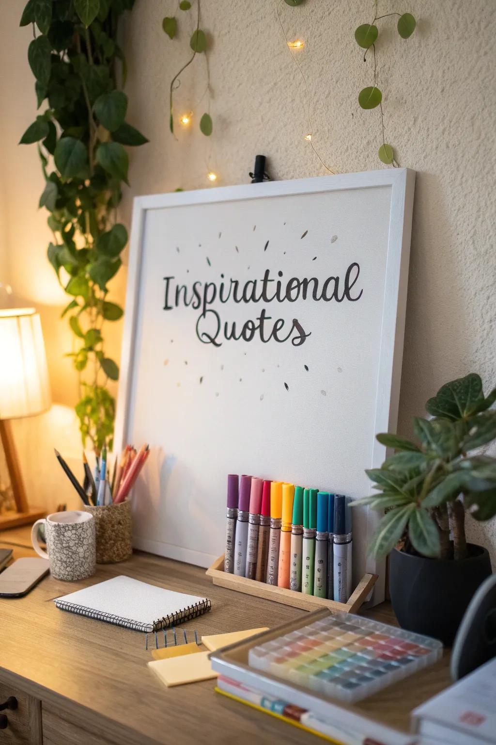 Start your day with a hand-lettered motivational quote on your whiteboard.