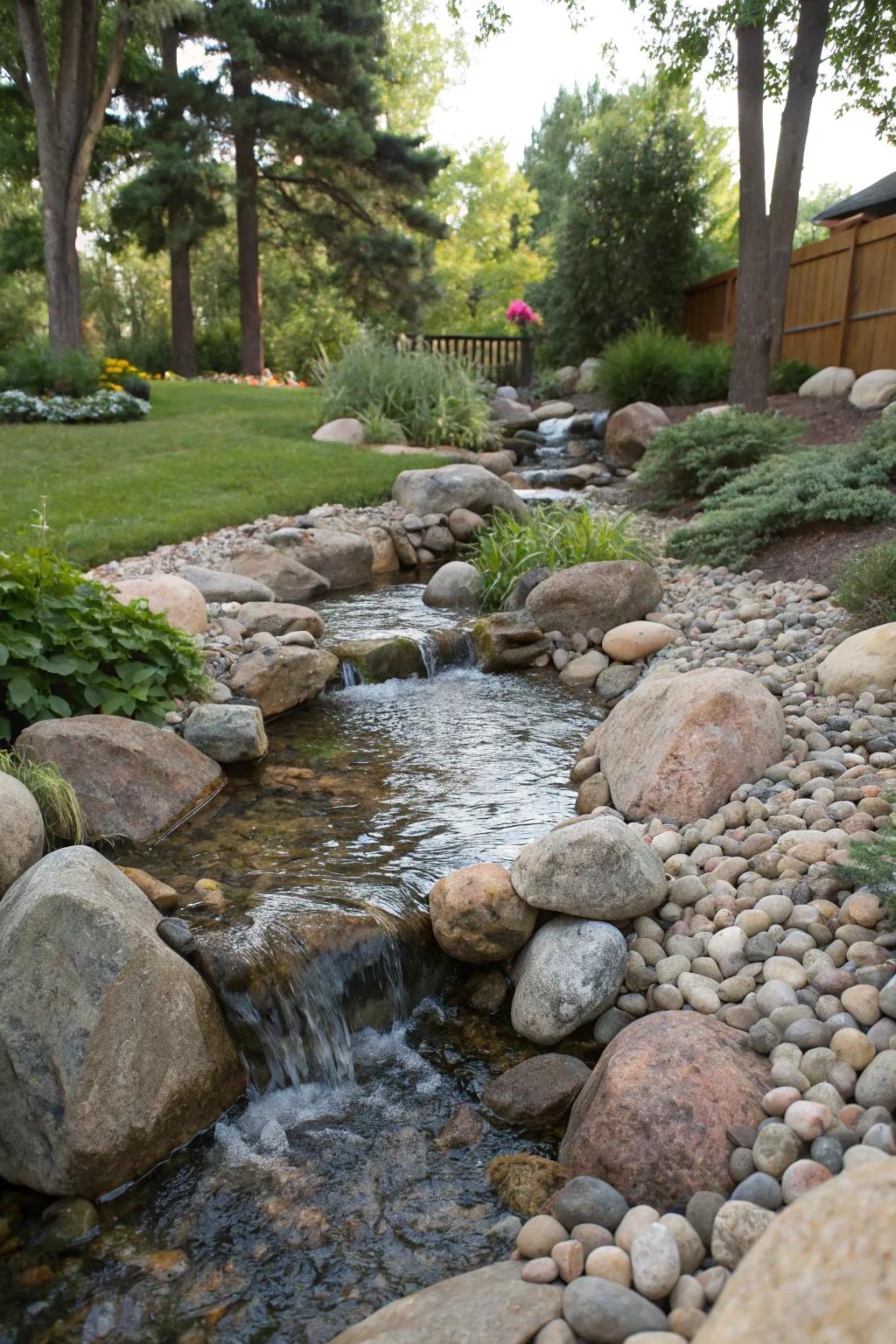 Authentic stones establish a consistent, ageless appearance for your water course.