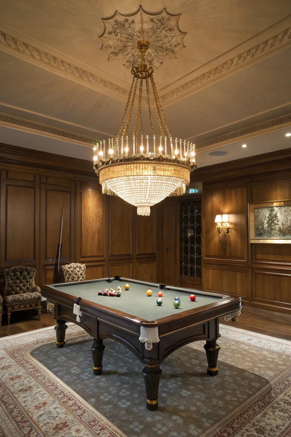 A fancy light doesn't just light up the room; it also adds some elegance.