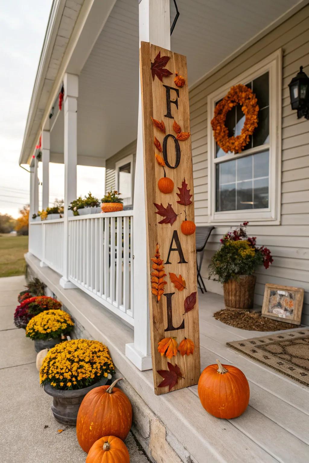 Embrace the seasonal spirit with a festive fall porch sign.