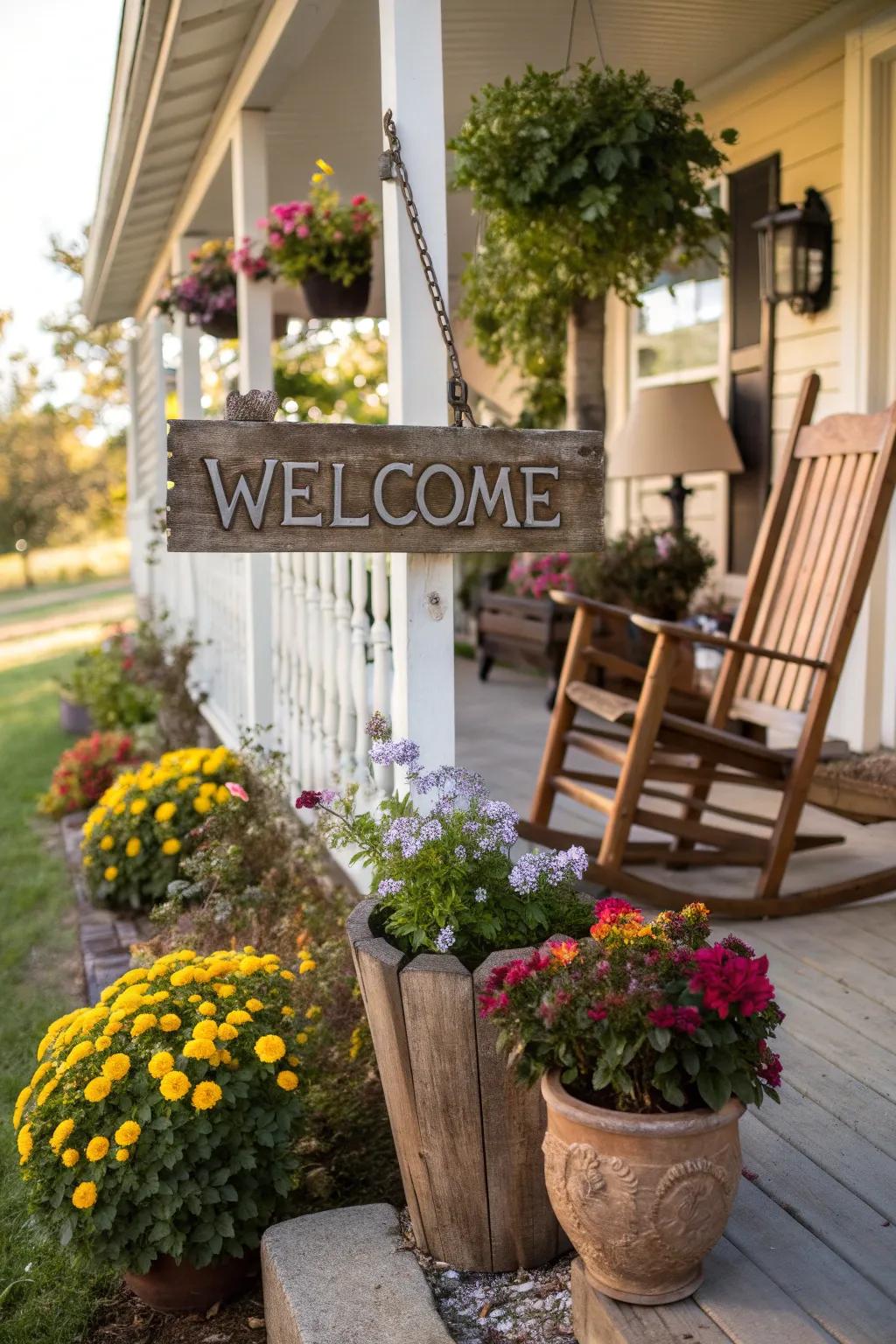 A timeless wooden welcome sign radiating warmth and allure.