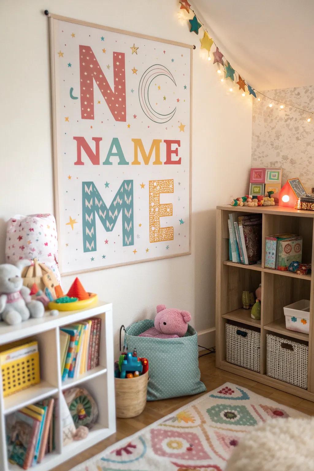 A personalized name print lends a unique feel to any kid's room.