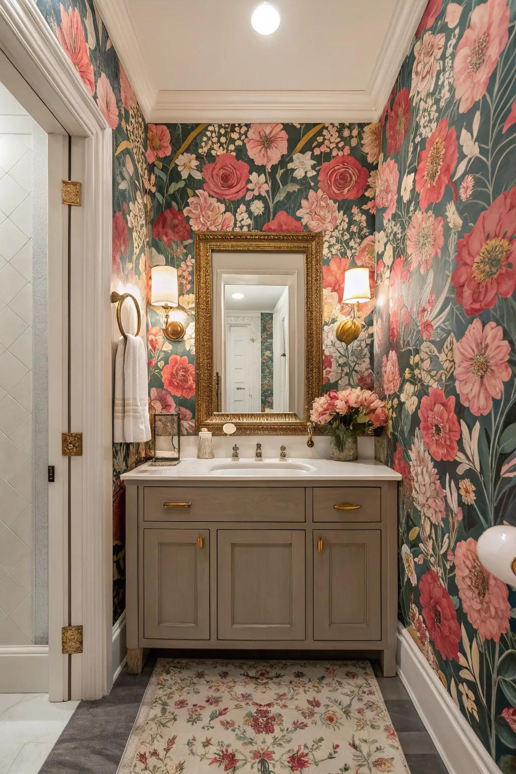 Striking botanical designs can infuse your guest bathroom with vitality and sophistication.