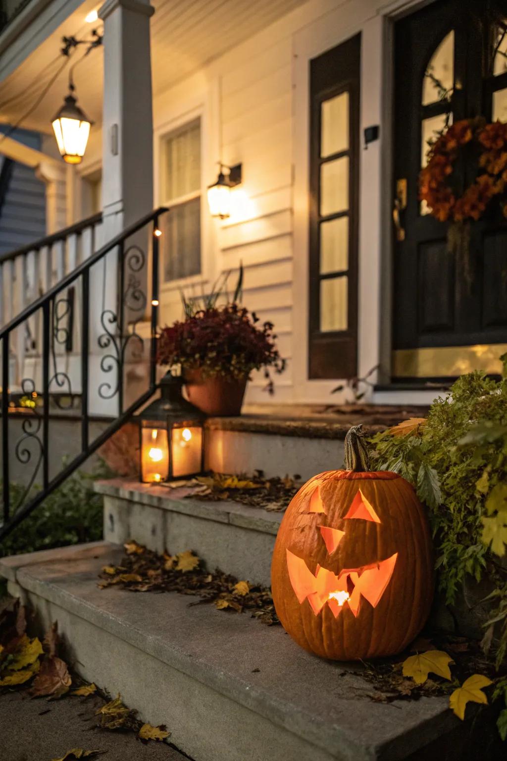 Classic jack-o'-lantern with a timeless toothy smile.