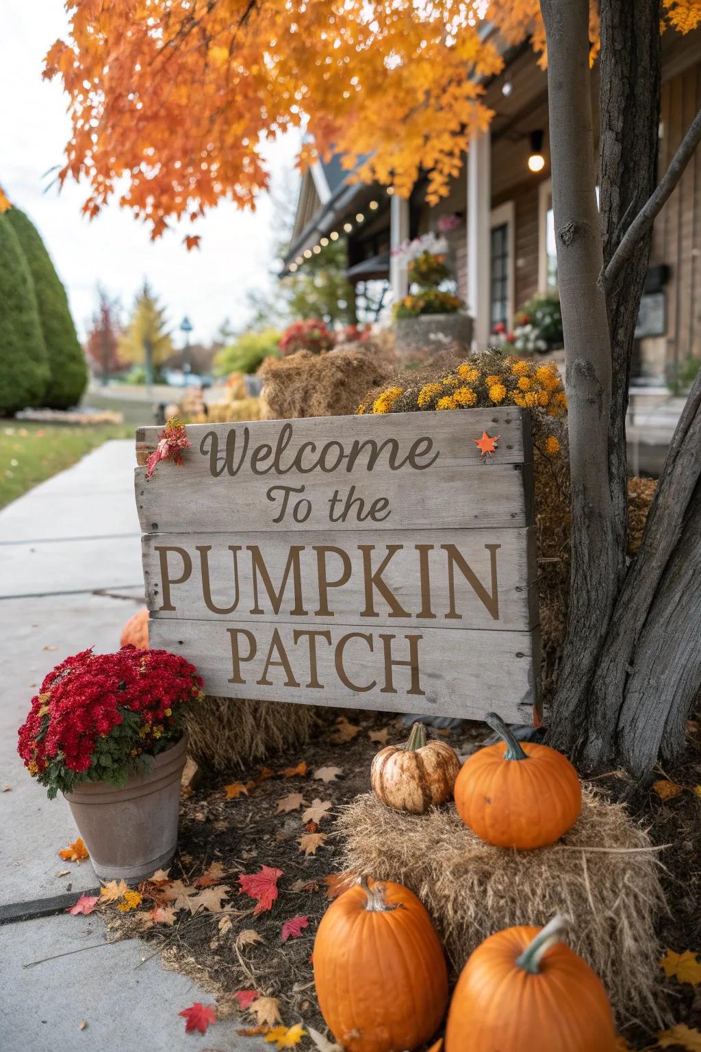 A pleasant greeting paves the way for your pumpkin patch celebration.