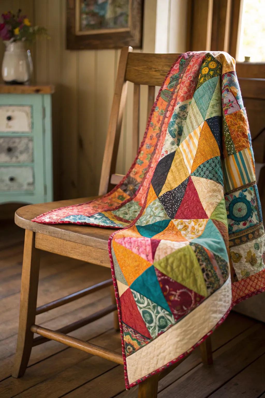 A scrappy binding can give any quilt a fun and colorful aspect.