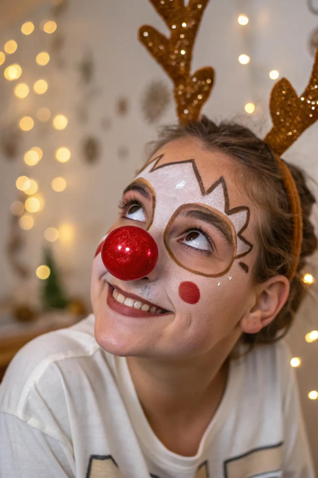 Rudolph&rsquo;s recognizable red nose, beautifully accentuated with shimmering gold elements.