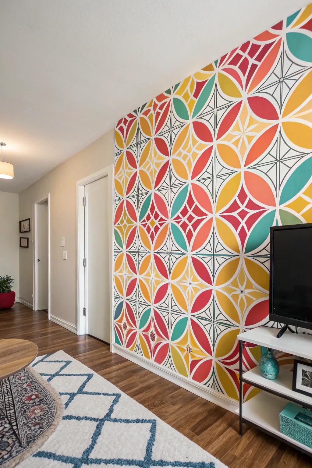 Add some color with renter-friendly self-adhesive wallpaper.
